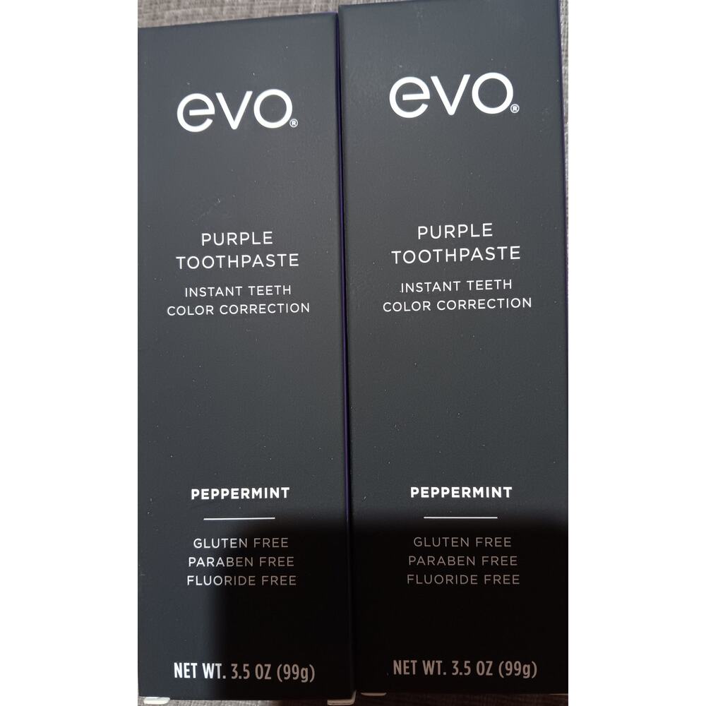 EVO PURPLE INSTANT COLOR CORRECTION PEPPERMINT TOOTHPASTE (2 Tubes) EXP. 11/2026